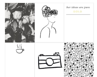 Black and White Cards, Digital Journal Cards, Project Life, Printable, Black and White, Digital Download, Instant Download
