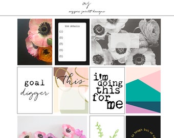 Anemone Floral Journal Cards, Digital Printable Journal Cards, Project Life, Project Life Cards, Cards, Digital Download, Instant Download