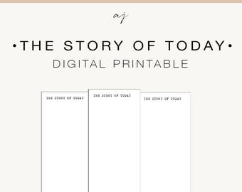 The Story of Today Digital Printable, Digital Printable Project Life, Documenter Printable, 3x8, Scrapbook, Memory Keeping, Download