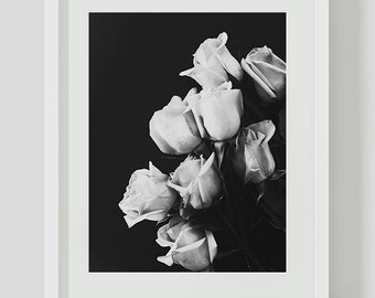 Black and White Roses Print, Minimalist, Black and White Wall Art, Printables, Instant Download, Minimalist Print, Rose, Flower, Roses Print