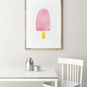 Watercolor Popsicle INSTANT DOWNLOAD Art, Watercolor Printables, Pink Art, Summer Print, Instant Download Printable Art, Popsicle, Printable image 2