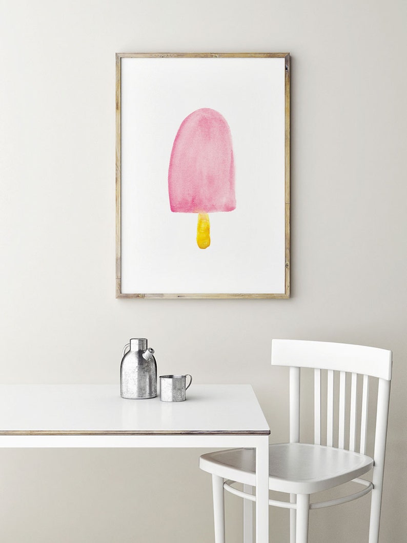 Watercolor Popsicle INSTANT DOWNLOAD Art, Watercolor Printables, Pink Art, Summer Print, Instant Download Printable Art, Popsicle, Printable image 2