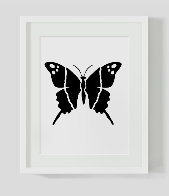 Butterfly Minimalist Black And White Wall Art Printables Etsy