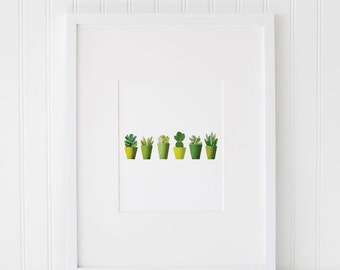 Mini Sukkulenten INSTANT DOWNLOAD Illustrationskunst, grüne druckbare Kunst, Sukkulenten, Illustrationskunstwerk, digitale Kunst, druckbare Kunst