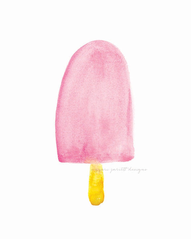 Watercolor Popsicle INSTANT DOWNLOAD Art, Watercolor Printables, Pink Art, Summer Print, Instant Download Printable Art, Popsicle, Printable image 4