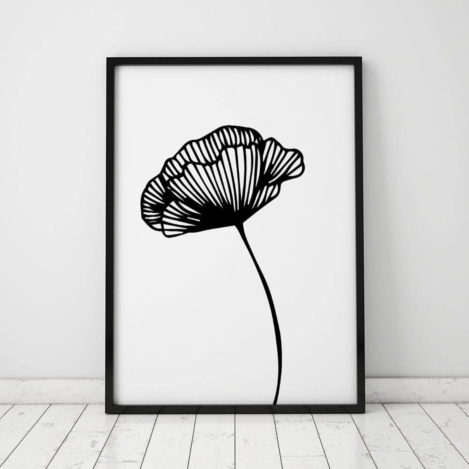 Black and White Flower INSTANT DOWNLOAD Art, Printable Art, Flower Art ...