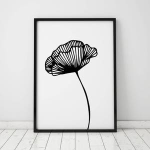 Black and White Flower INSTANT DOWNLOAD Art, Printable Art, Flower Art ...