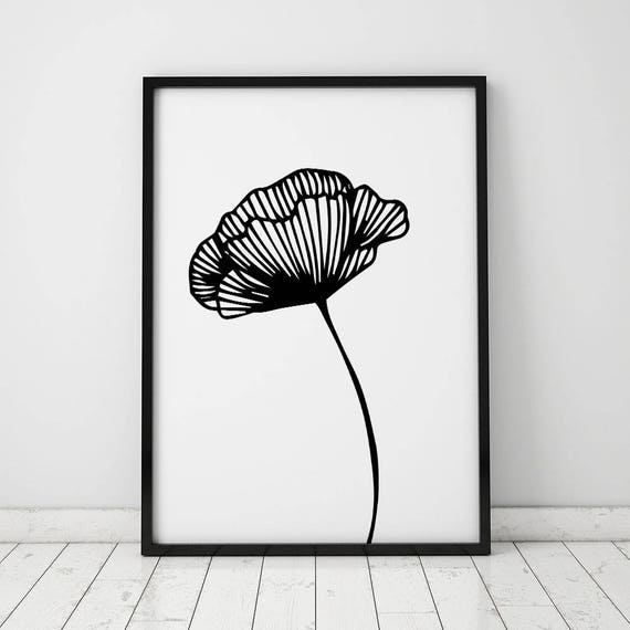 Black and White Flower INSTANT DOWNLOAD Art, Printable Art, Flower Art, Flower Printable, Art Print, Black and White Printable, Download