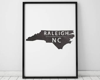 Raleigh Printable Art, North Carolina Printable Art, North Carolina Art, Raleigh Art, Wall Poster, Printable NC Art, Art Print, NC State