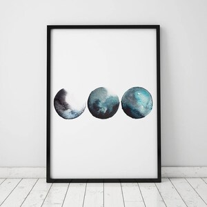Abstract Blue Watercolor INSTANT DOWNLOAD Art, Watercolor Printables, Watercolor Art,  Blue Watercolor, Moody Art, Blue Printable, Circles