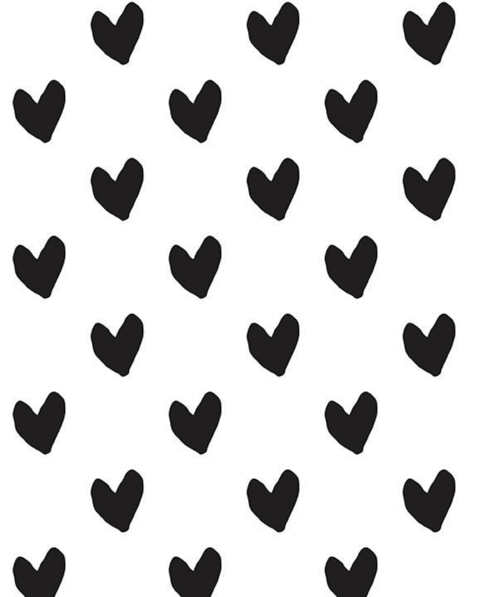 Black and White Heart Pattern INSTANT DOWNLOAD Art Printable Etsy