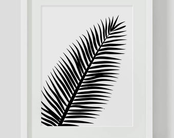 Feuille tropicale noir et blanc TÉLÉCHARGEMENT INSTANTANÉ Art, Art imprimable, Feuille de jungle tropicale, Feuille, Impression d'art, Feuille botanique, Télécharger