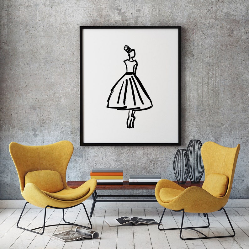 Ballerina Illustration INSTANT DOWNLOAD Art, Illustration Printable, Minimalist, Minimalist Art, Girls Room, Teen Art image 3