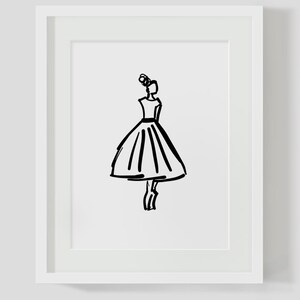 Ballerina Illustration INSTANT DOWNLOAD Art, Illustration Printable, Minimalist, Minimalist Art, Girls Room, Teen Art image 2