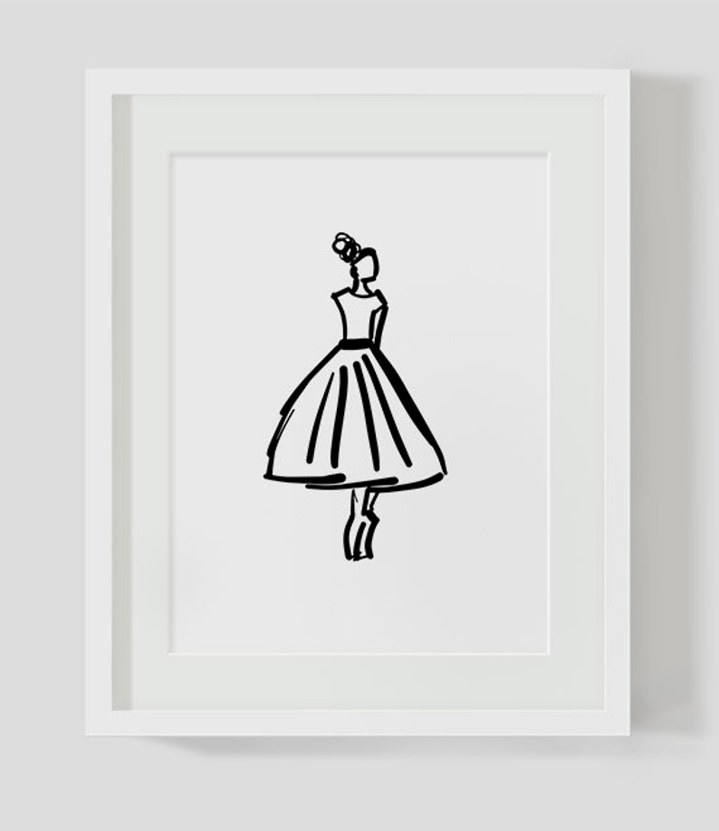 Ballerina Illustration INSTANT DOWNLOAD Art, Illustration Printable, Minimalist, Minimalist Art, Girls Room, Teen Art image 2