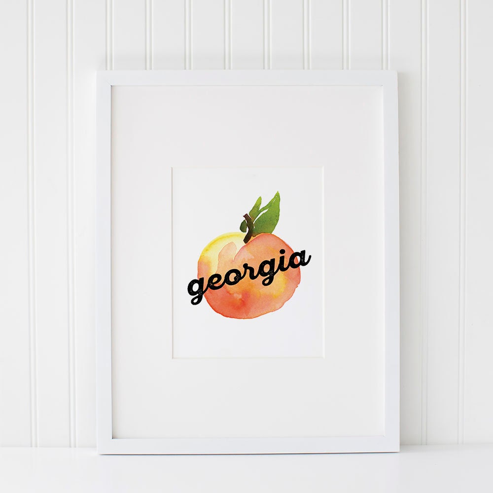 Georgia Printable Art, Atlanta Art, Georgia Peach Poster, Peach Art ...