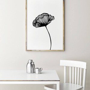Black and White Flower INSTANT DOWNLOAD Art, Printable Art, Flower Art ...