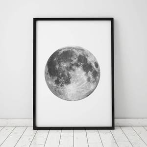 Full Moon Printable, INSTANT DOWNLOAD, Moon Printable, Black