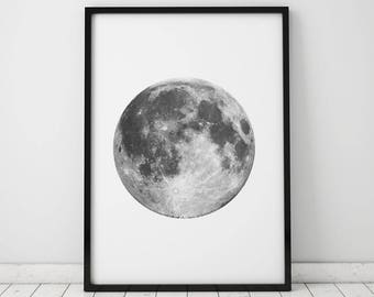 芸術写真 Nature Photograph Full Moon Art Print Amazon.com: Startonight Canvas Wall Art Black and White