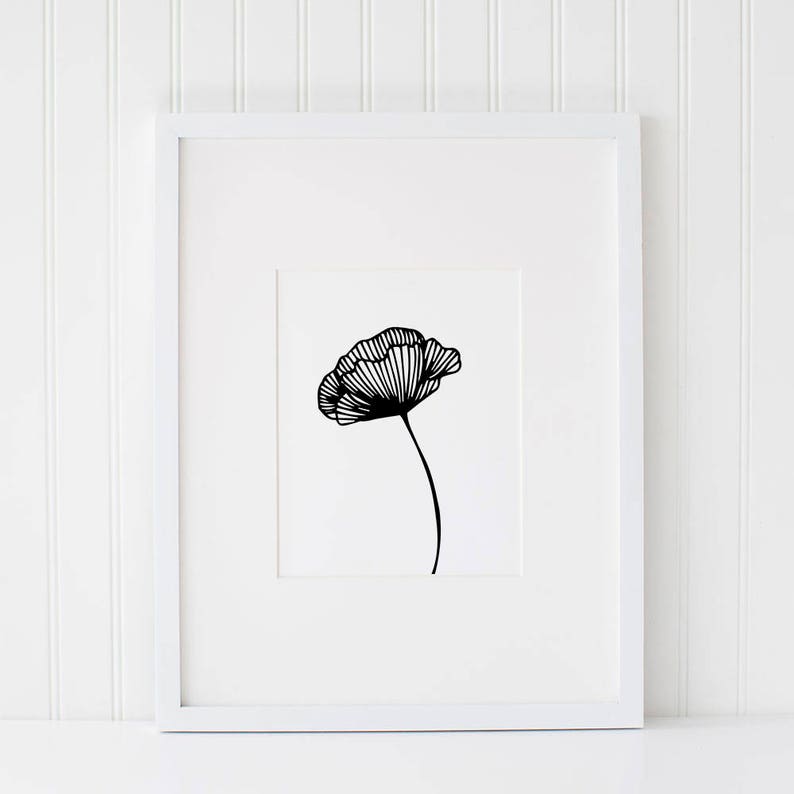 Black and White Flower INSTANT DOWNLOAD Art, Printable Art, Flower Art ...