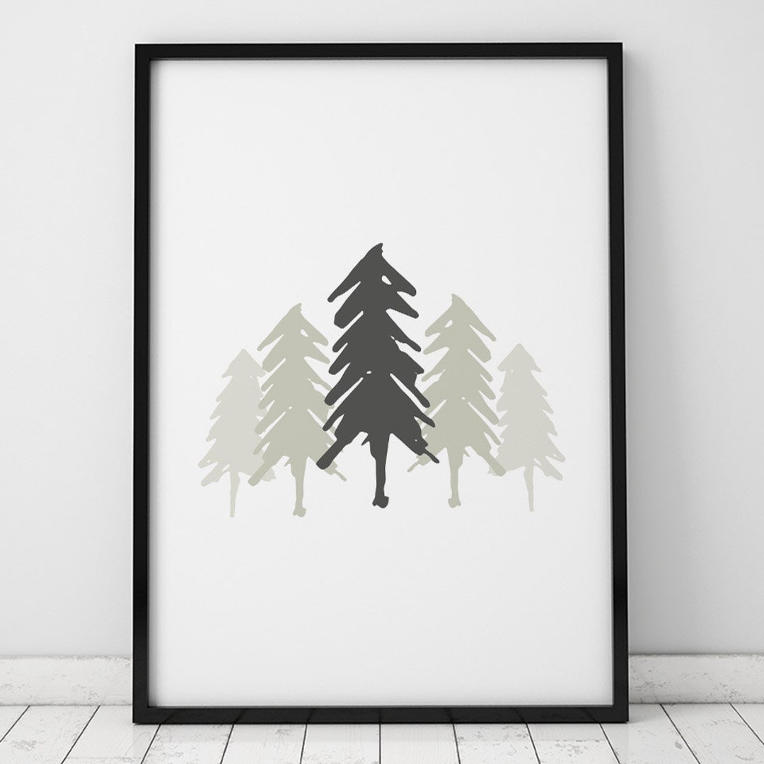 Graphics Tree Print Tree Illustration INSTANT DOWNLOAD, Tree Poster, Green Trees Print ...