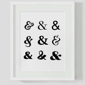 Ampersand INSTANT DOWNLOAD, Minimalist Print, Black and White Wall Art, Printables, Black and White, Ampersand Printable, Gallery Wall Art