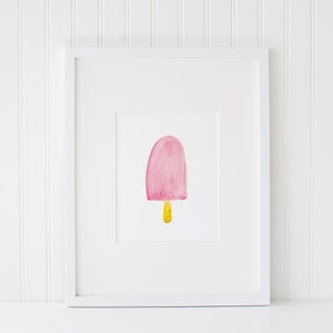 Watercolor Popsicle INSTANT DOWNLOAD Art, Watercolor Printables, Pink Art, Summer Print, Instant Download Printable Art, Popsicle, Printable image 1