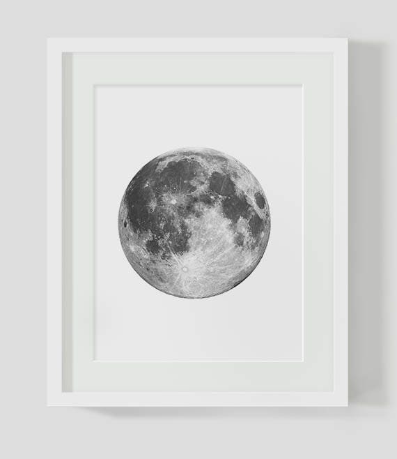 Full Moon Printable, INSTANT DOWNLOAD, Moon Printable, Kids Room, Moon ...