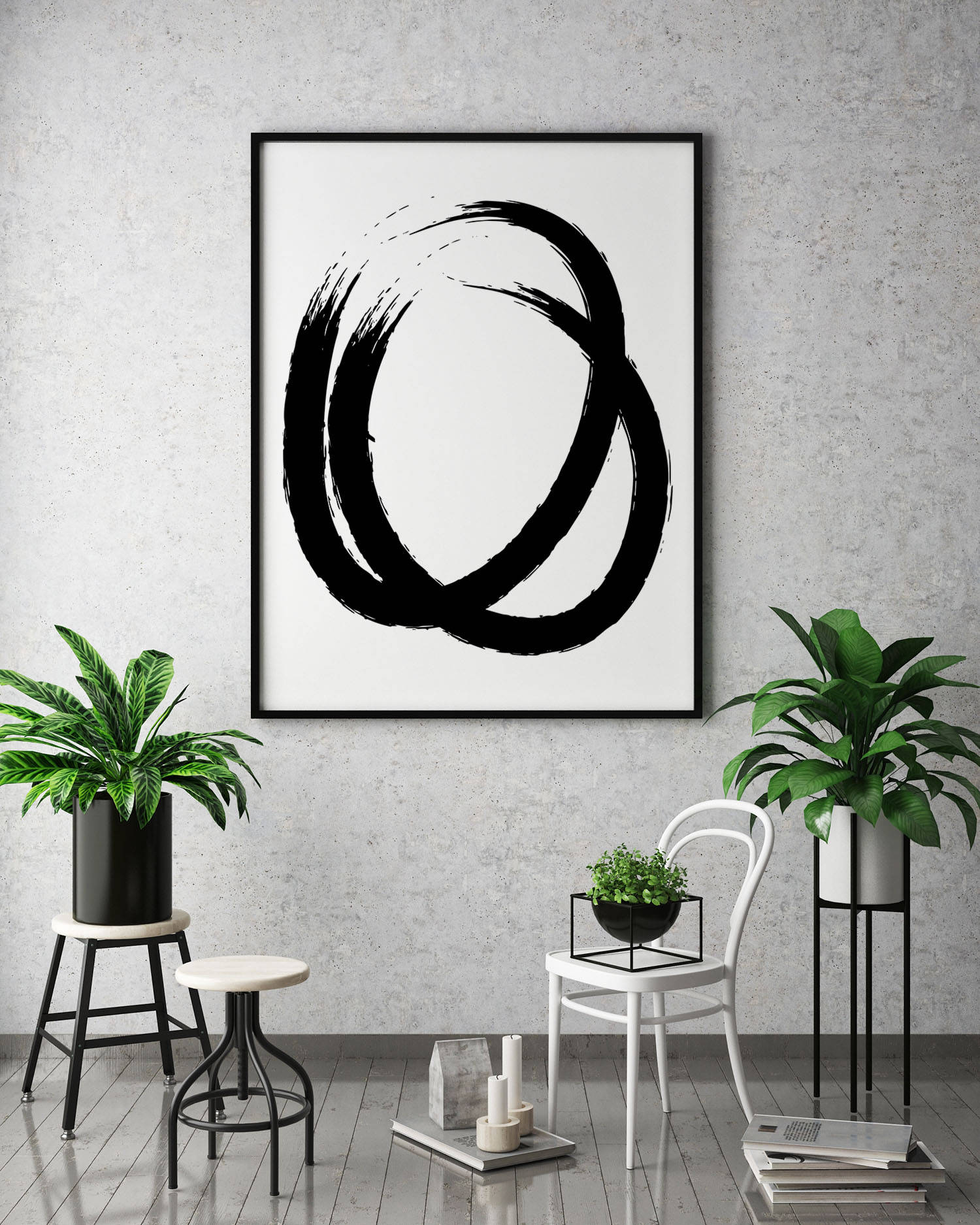 Black and White Minimalist Circle INSTANT DOWNLOAD Art, Printable Art ...
