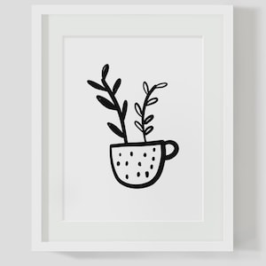 Minimalistische kleine Pflanzen SOFORTIGER DOWNLOAD Illustrationskunst, Pflanze druckbar, minimalistisch, Illustrationskunstwerk, digitale Kunst, einfacher Druck