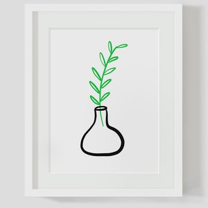 Minimalist Small Plant INSTANT DOWNLOAD Illustration Art, Green Printables, Minimalist, Illustration Artwork, Digital Art, Plant Printable
