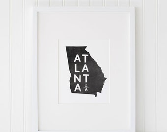 Atlanta Georgia Printable Art, Atlanta Art, Georgia Art, Art Print, Wall Poster, Printable Atlanta Art, Typography Art, Black and White