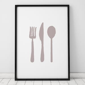 Kitchen Utensils Illustration INSTANT DOWNLOAD, Kitchen Printable, Kitchen, Spoon, Knife, Fork, Kitchen Art, Digital Illustration Printable