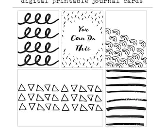 Black and White Abstract Digital Project Life Cards - Black and White Journal Cards, Project Life, Digital Download, Instant Download