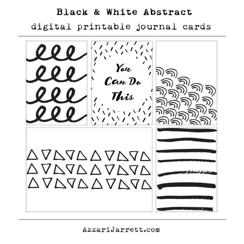 Black and White Abstract Digital Project Life Cards Black and White Journal Cards, Project Life, Digital Download, Instant Download image 1