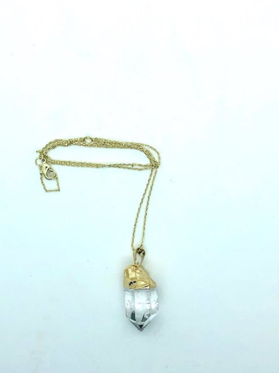 Clear Quartz Crystal - 14 K Gold Chain - Spiritual Jewelry - Alohaveda - Ayurveda Superfood - Hawaii - Hand Made on Maui - Ayurveda Maui