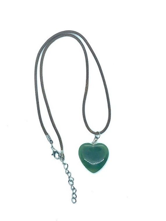 Jade Heart Pendent Necklace - Cord Necklace Adjustable - Ayurveda Spiritual Jewelry - Ayurveda superfood - AlohaVeda - Ayurveda Maui