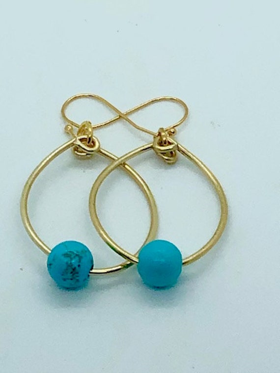 Ocean Turquoise Hoops - Gold - Ayurveda Spiritual Jewelry, Ayurveda Superfood - Healing Energy - detox - Ayurveda Maui - Hand made