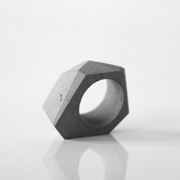 Modern concrete ring TTSF | Geometric ring from the original concrete jewelry collection ORTOGONALE. Minimalist ring, modern ring architect