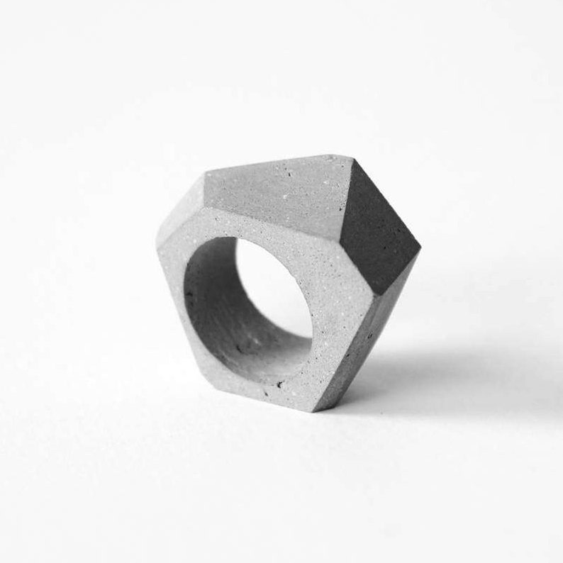 Modern concrete ring TTSF Geometric ring from the original concrete jewelry collection ORTOGONALE. Minimalist ring, modern ring architect image 3