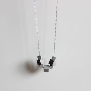 Architectural Concrete Necklace with Italian 925 polished Silver Chain | A Minimalist Design in a Wearable Architecture