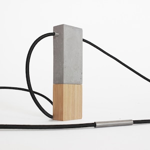 Architectural necklace Bauhaus inspiration with geometric pendant made of concrete & wood