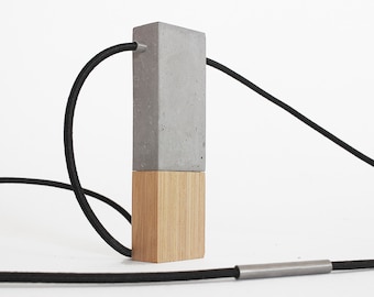 Architectural necklace Bauhaus inspiration with geometric pendant made of concrete & wood