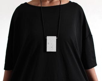 Modern Cement Necklace with Rectangular Pendant | Perfect Gift for Architects
