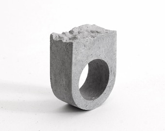 Textured ring handmade in Italy, part of the original concrete jewelry collection by ORTOGONALE