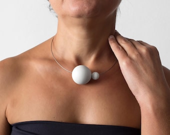 URANO Statement Necklace – Ceramic Porcelain Necklace from the Modern Minimalist Handmade Jewelry collection SATELLITE