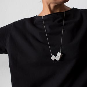 Geometric Concrete Necklace with Chain made of Italian Silver 925 from Arezzo | Jewelry Gift for Achitect