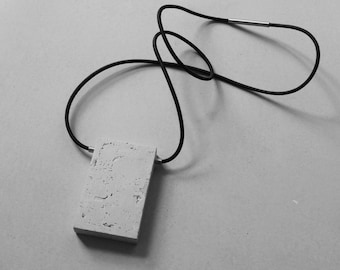 Modern Cement Necklace with Stainless Steel Pendant | Brutalist and Minimalist Jewelry