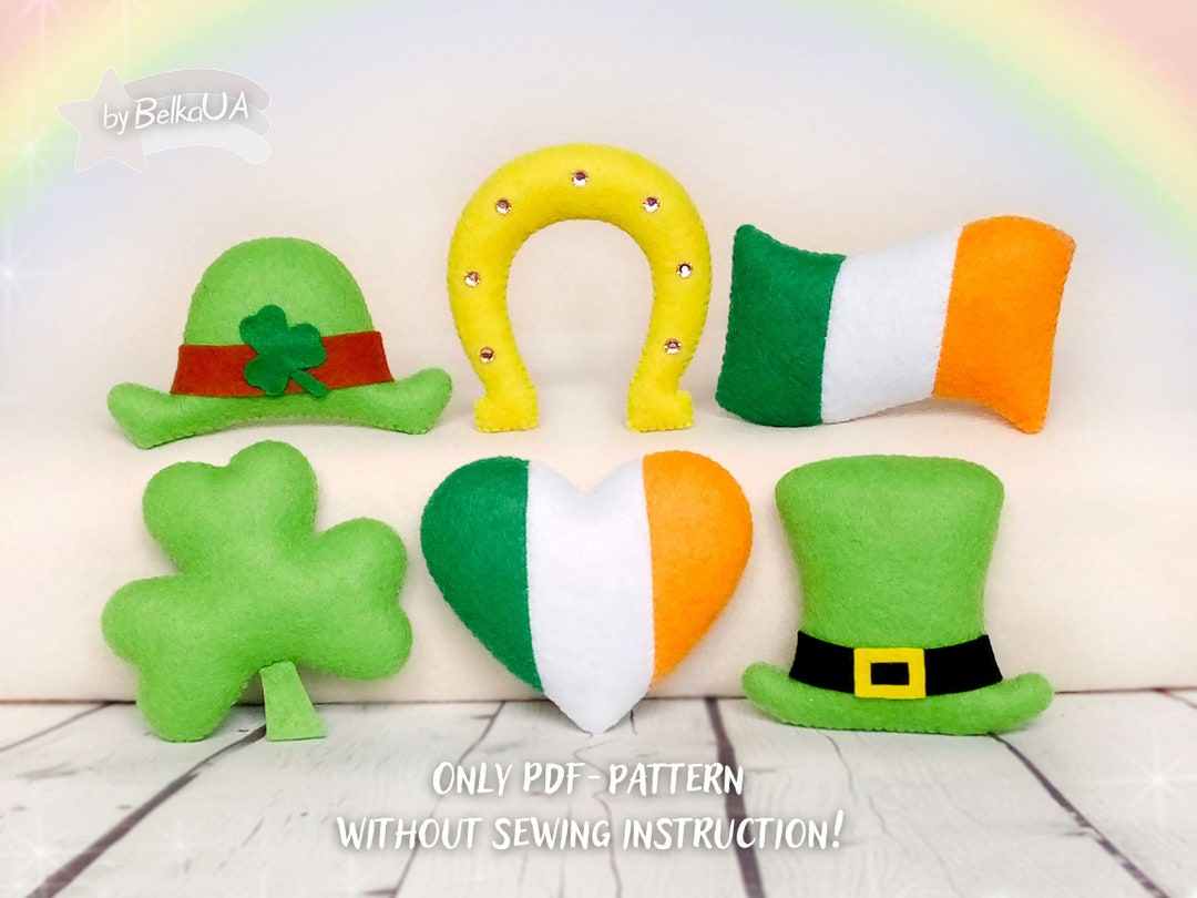 St Patricks Day Felt Sewing Pattern Set of 6 PDF Without Instructions ...