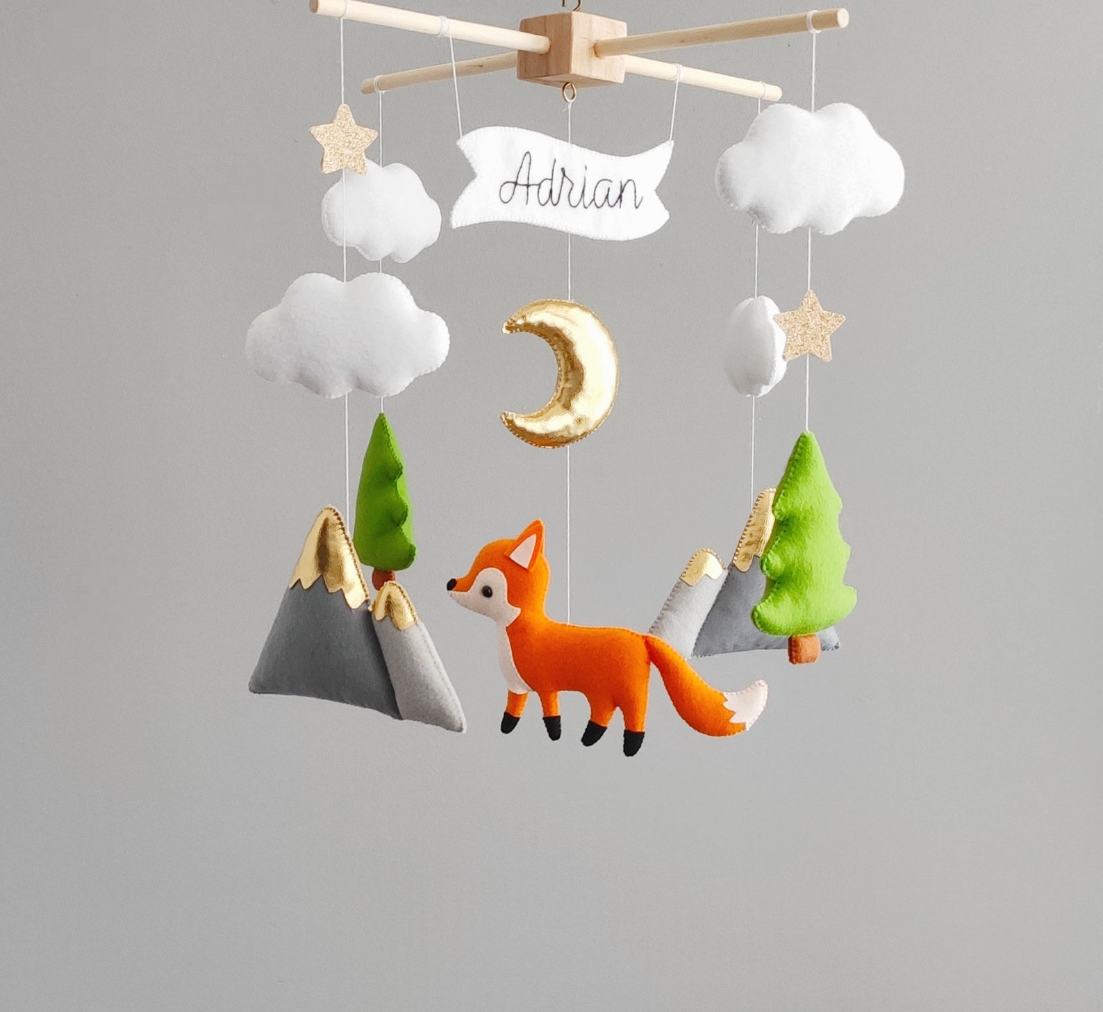 Baby mobile fox nursery decor for boy animal woodland mobile Etsy